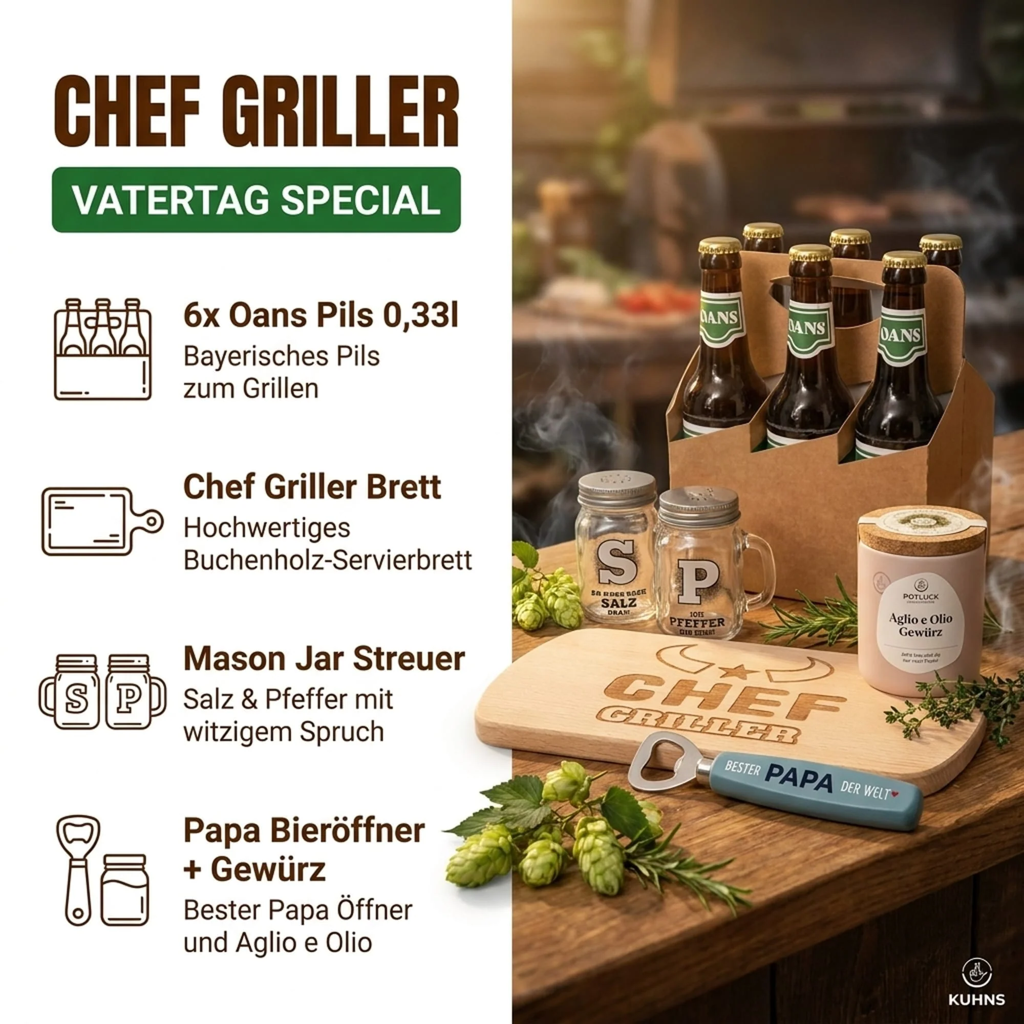 Chef Griller Geschenkset — Vatertag  1,98l, alc. 4,9 Vol.-%