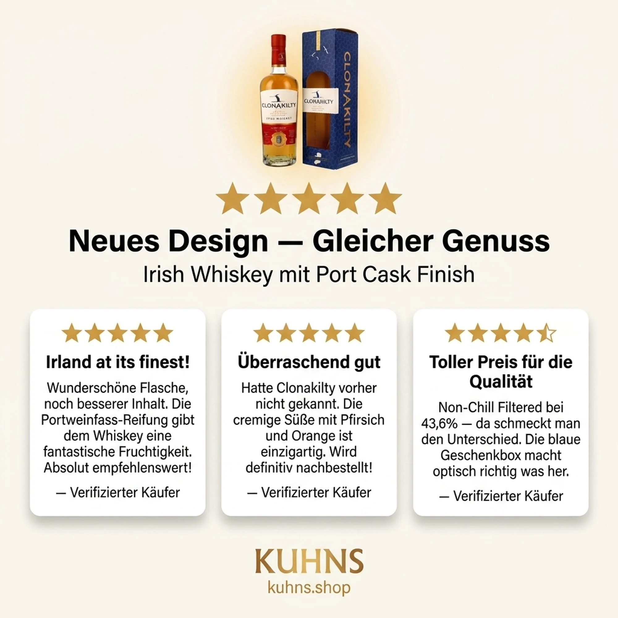 Clonakilty Port Cask Irish Whisky 0,7l, alc. 43,6 Vol.-% - Image 3
