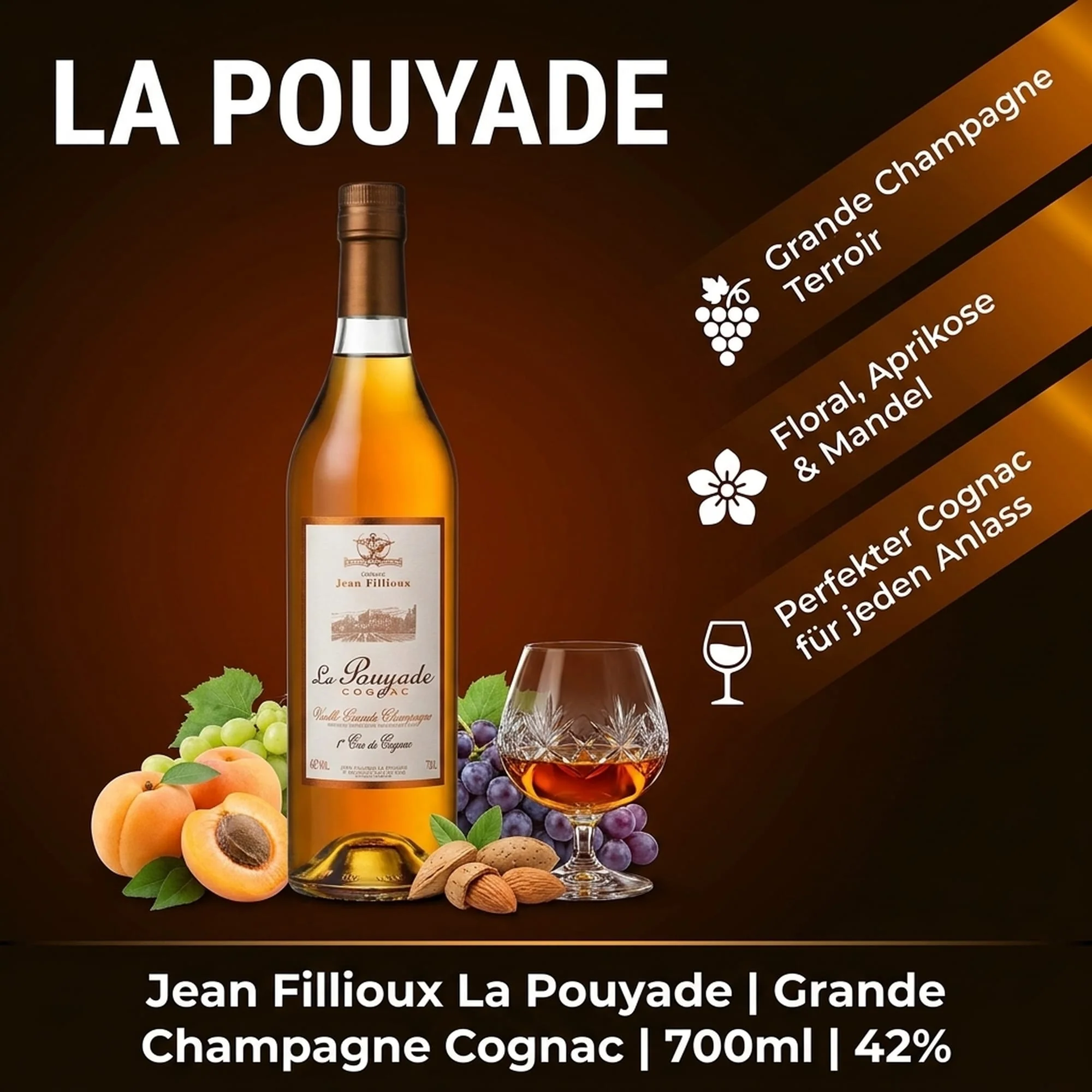 Jean Fillioux La Pouyade Cognac 0,7l, alc. 42 Vol.-%