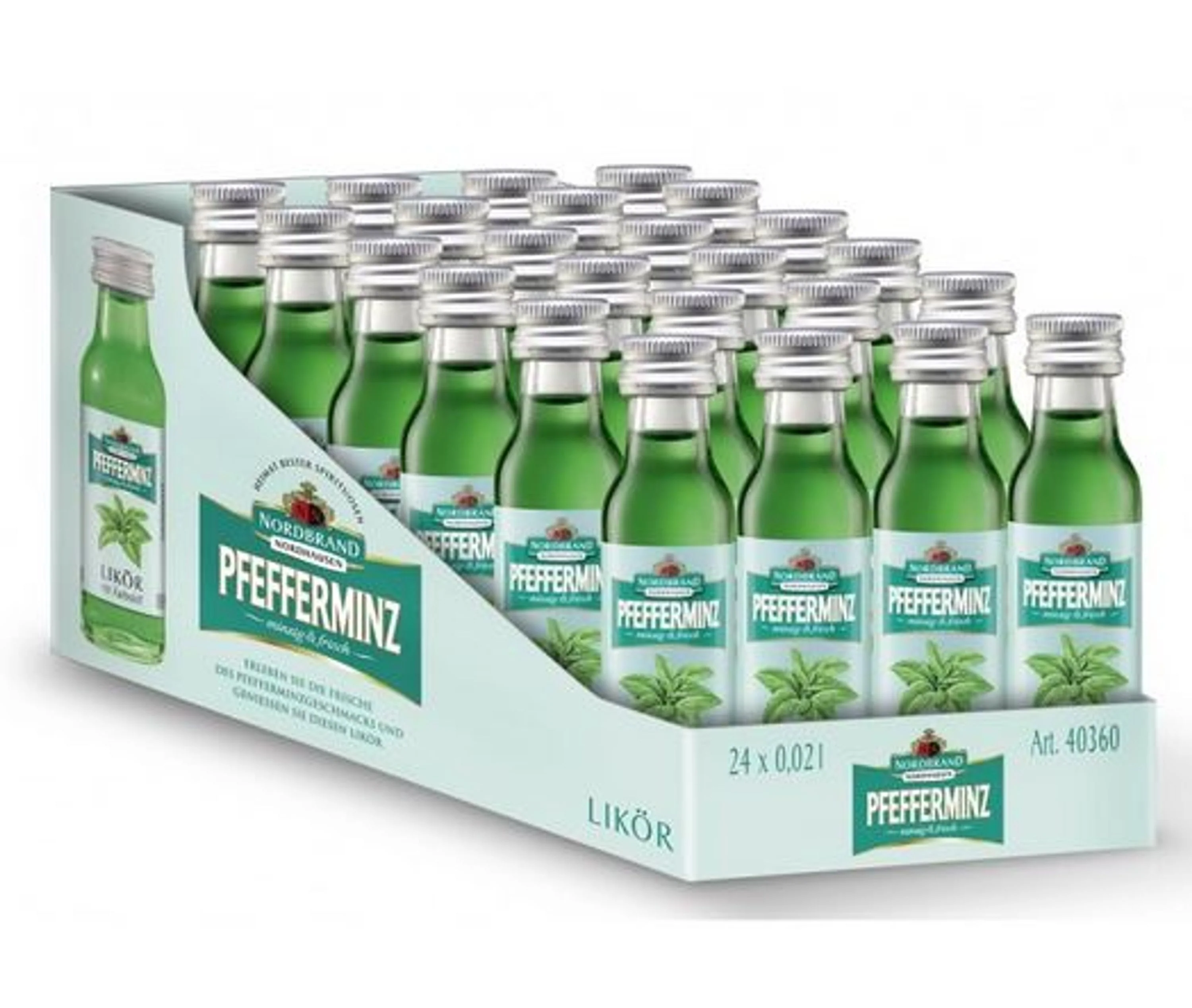 Nordbrand Pfefferminzlikör 24x0,02l, alc. 18 Vol.-%