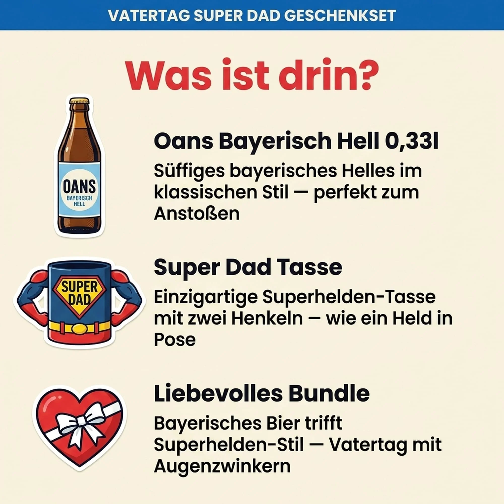 Super Dad Geschenkset — Oans Bayerisch Hell & Heldentasse 0,33l, alc. 4,9 Vol.-% - Image 2