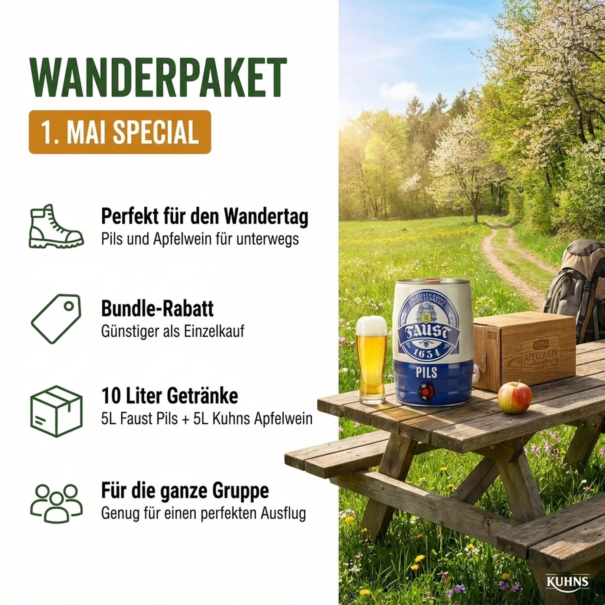 Wanderpaket — Faust Pils 5L + Kuhns Apfelwein 5L, alc. 4,9/6,0 Vol.-%